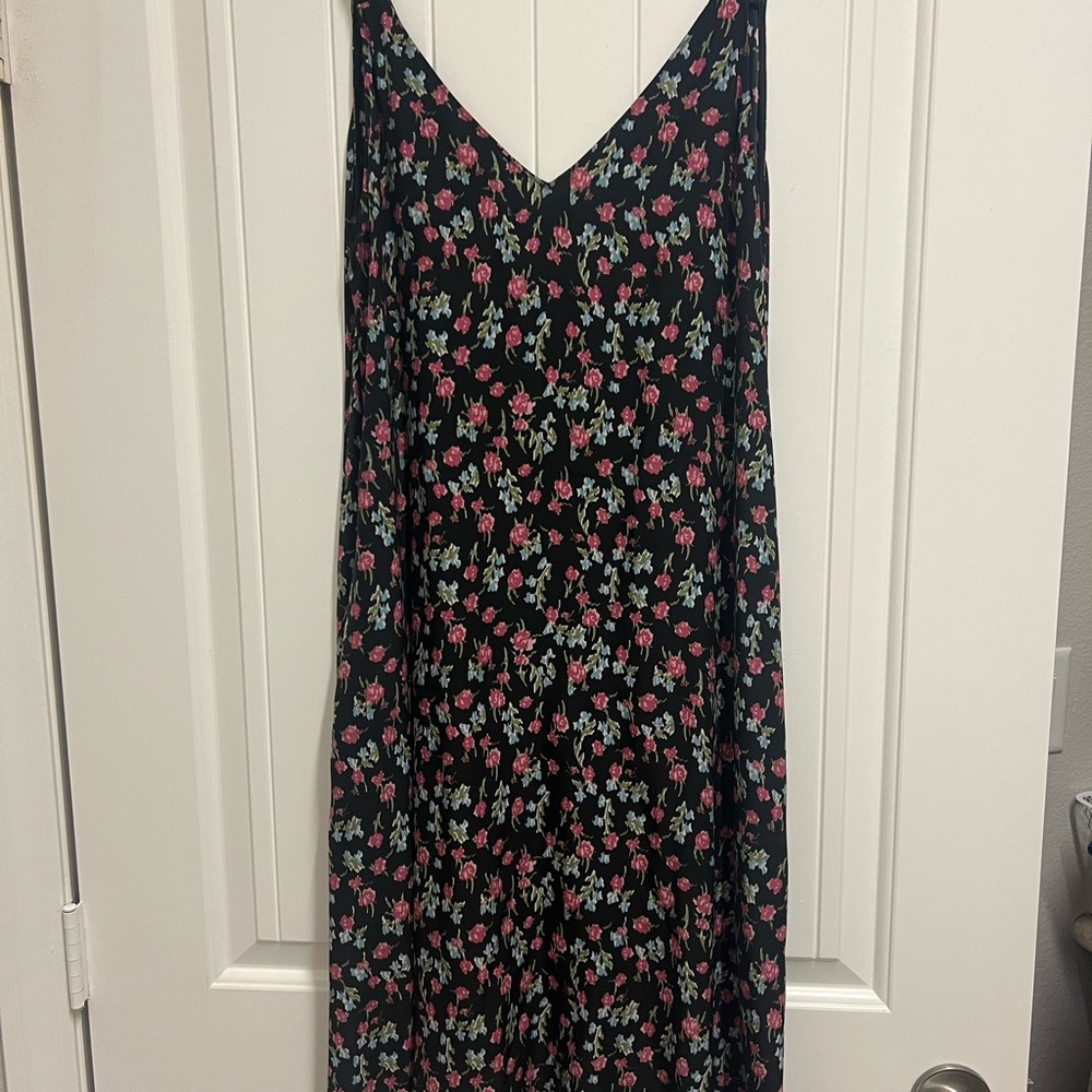 Rag and Bone 100% Silk Floral Black Dress
